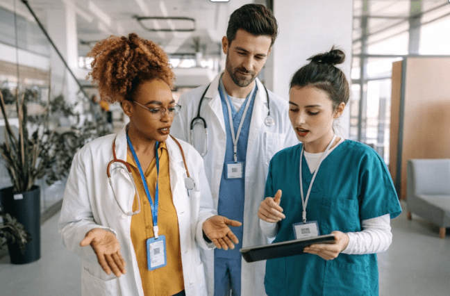 three physicians meeting